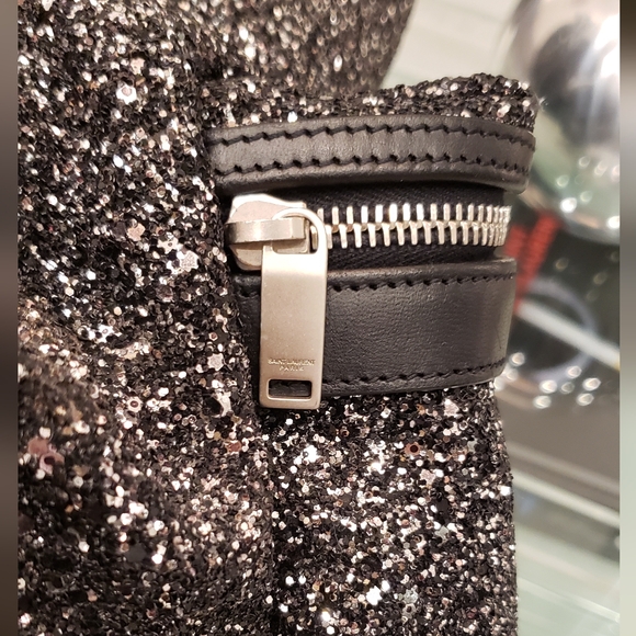 NWOT-  Saint Laurent City Glitter Backpack - Picture 9 of 16